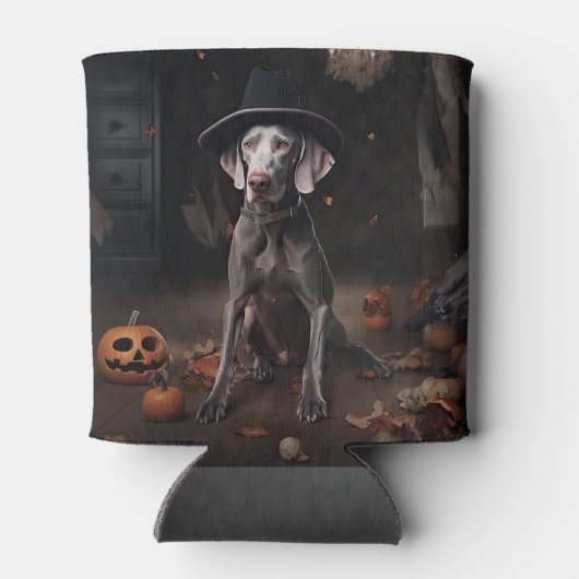Weimaraner pompoenen Halloween eng Blikjeskoeler (Achterkant)