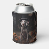 Weimaraner pompoenen Halloween eng Blikjeskoeler (Blikje Achterkant)