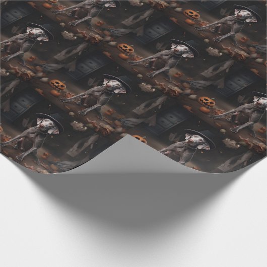 Weimaraner pompoenen Halloween eng Cadeaupapier (Hoek)