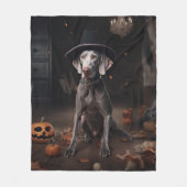 Weimaraner pompoenen Halloween eng Fleece Deken (Voorkant)