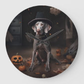 Weimaraner pompoenen Halloween eng Grote Klok (Voorkant)