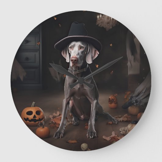 Weimaraner pompoenen Halloween eng Grote Klok (Voorkant)