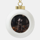 Weimaraner pompoenen Halloween eng Keramische Bal Ornament (Voorkant)