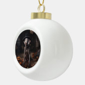 Weimaraner pompoenen Halloween eng Keramische Bal Ornament (Rechts)