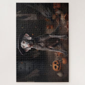 Weimaraner pompoenen Halloween eng Legpuzzel (Verticaal)