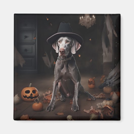 Weimaraner pompoenen Halloween eng Magneet (Voorkant)