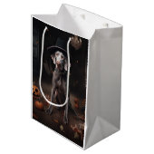 Weimaraner pompoenen Halloween eng Medium Cadeauzakje (Voorkant Gekanteld)