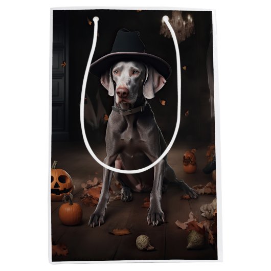Weimaraner pompoenen Halloween eng Medium Cadeauzakje (Voorkant)