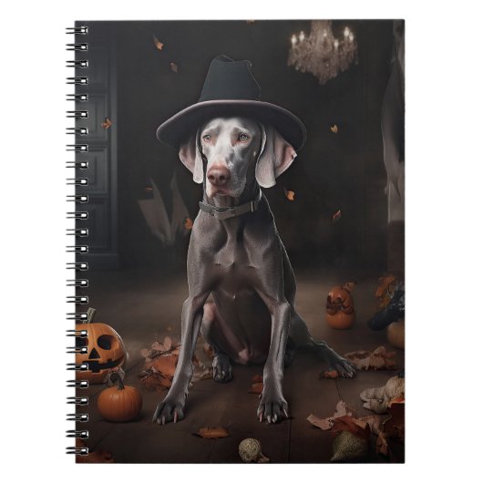 Weimaraner pompoenen Halloween eng Notitieboek (Voorkant)