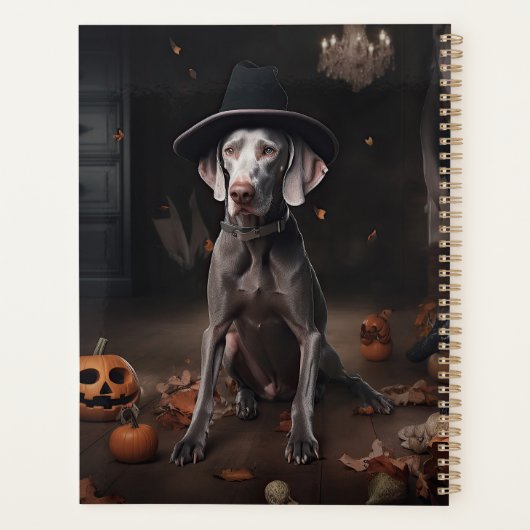 Weimaraner pompoenen Halloween eng Planner (Achterkant)