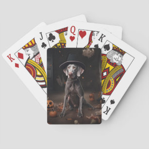 Weimaraner pompoenen Halloween eng Pokerkaarten