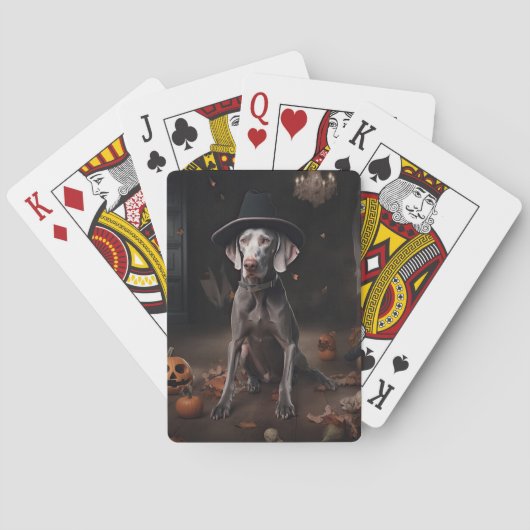 Weimaraner pompoenen Halloween eng Pokerkaarten (Achterkant)