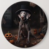 Weimaraner pompoenen Halloween eng Ronde Button 6,0 Cm (Voorkant)