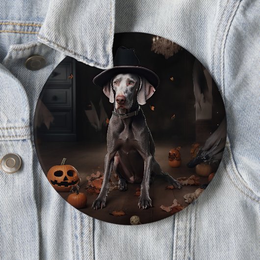 Weimaraner pompoenen Halloween eng Ronde Button 6,0 Cm (In situ)