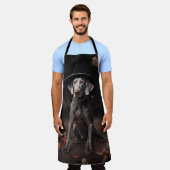 Weimaraner pompoenen Halloween eng Schort (Gedragen)