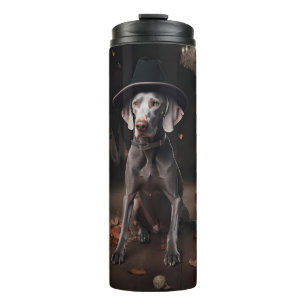 Weimaraner pompoenen Halloween eng Thermosbeker