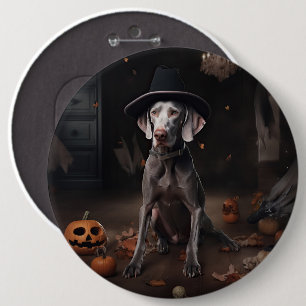 Weimaraner Pompoenen Halloween Griezelen Ronde Button 6,0 Cm
