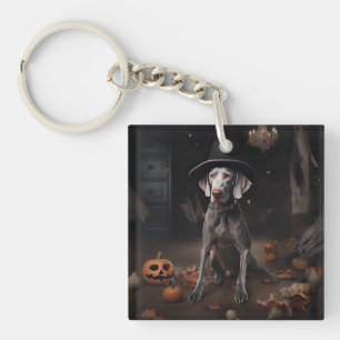 Weimaraner Pompoenen Halloween Griezelen Sleutelhanger