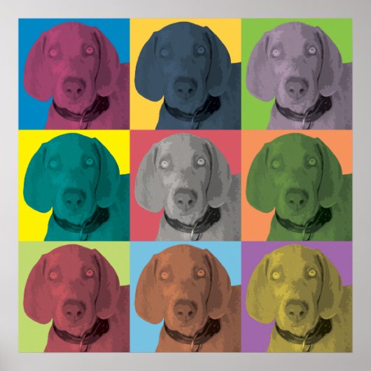 Weimaraner Pop-Art Ornament Poster (Voorkant)