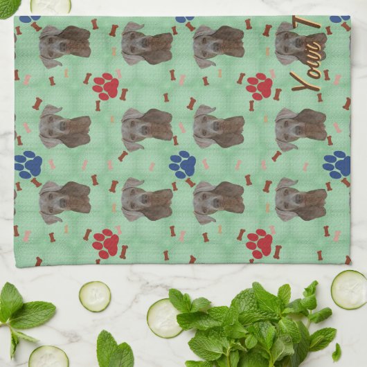 Weimaraner Portrait Theedoek (Gevouwen)