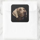 Weimaraner Portrait Vierkante Sticker (Tas)