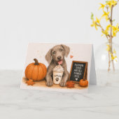 Weimaraner Pumpkin Spice Kaart (Gele Bloem)