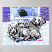 Weimaraner Puppies Dog Portrait Poster (Voorkant)