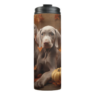 Weimaraner Puppy Autumn Delight Pompoen Thermosbeker