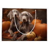 Weimaraner Puppy Herfst Delight Pompoen Groot Cadeauzakje (Achterkant)