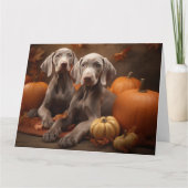 Weimaraner Puppy Herfst Delight Pompoen Kaart (Voorkant)