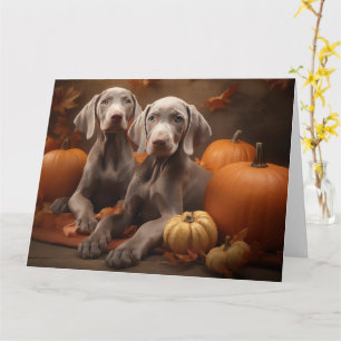 Weimaraner Puppy Herfst Delight Pompoen Kaart