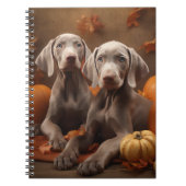 Weimaraner Puppy Herfst Delight Pompoen Notitieboek (Voorkant)
