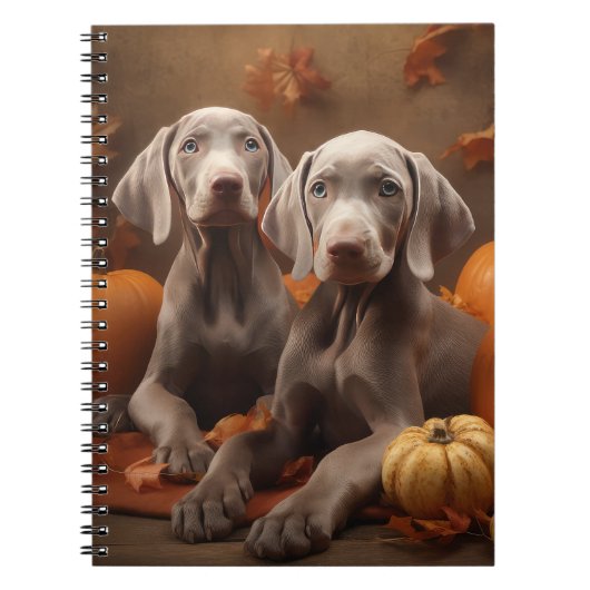 Weimaraner Puppy Herfst Delight Pompoen Notitieboek (Voorkant)
