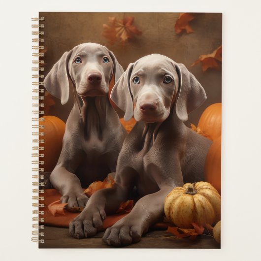 Weimaraner Puppy Herfst Delight Pompoen Planner (Voorkant)