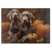 Weimaraner Puppy Herfst Delight Pompoen Snijplank (Voorkant)