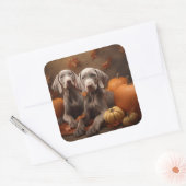 Weimaraner Puppy Herfst Delight Pompoen Vierkante Sticker (Envelop)