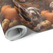 Weimaraner Puppy Herfstplezier Pompoen Cadeaupapier (Rol Hoek)