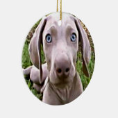 WEIMARANER PUPPY KERSTVERSIERING KERAMISCH ORNAMENT (Rechts)