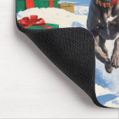 Weimaraner Rent in de Sneeuw met Kerstmuts Muismat (Hoek)
