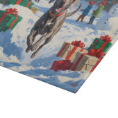 Weimaraner Rent in de Sneeuw met Kerstmuts Snijplank (Hoek)