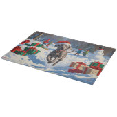 Weimaraner Rent in de Sneeuw met Kerstmuts Snijplank (Hoek)
