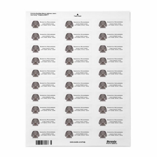Weimaraner retouradres Label Hond stickers (Full Sheet)