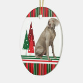 Weimaraner Retro kerstversiering Keramisch Ornament (Links)