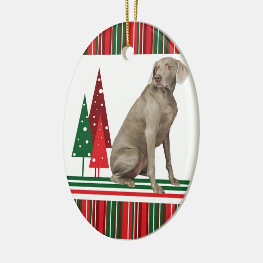 Weimaraner Retro kerstversiering Keramisch Ornament (Links)