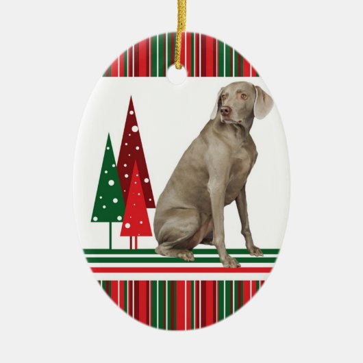 Weimaraner Retro kerstversiering Keramisch Ornament (Voorkant)