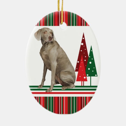 Weimaraner Retro kerstversiering Keramisch Ornament (Achterkant)