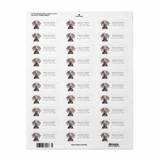 Weimaraner Return Address Labels (Full Sheet)
