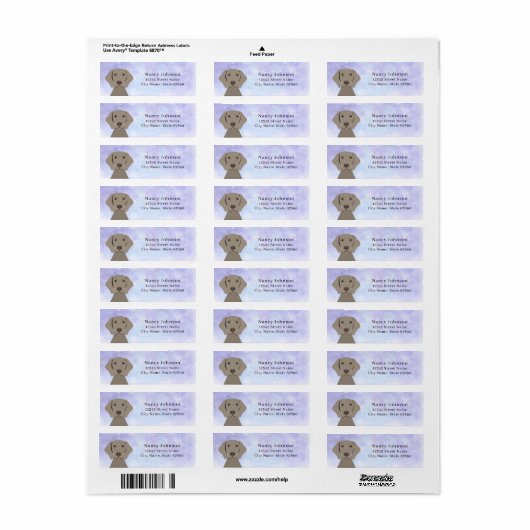 Weimaraner Return Address Labels (Full Sheet)