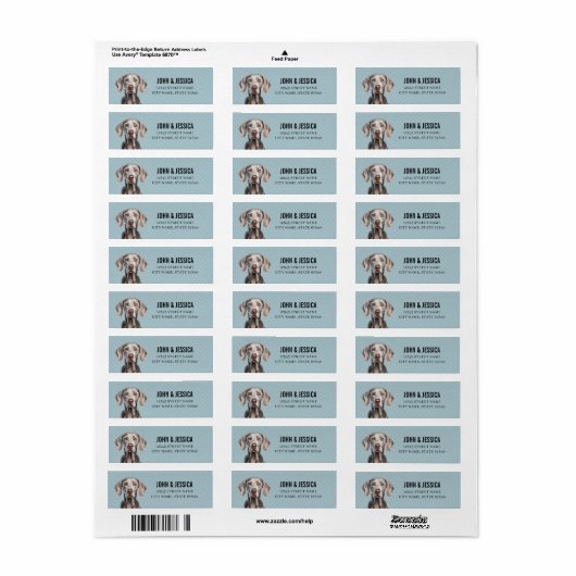 Weimaraner Return Address Labels (Full Sheet)
