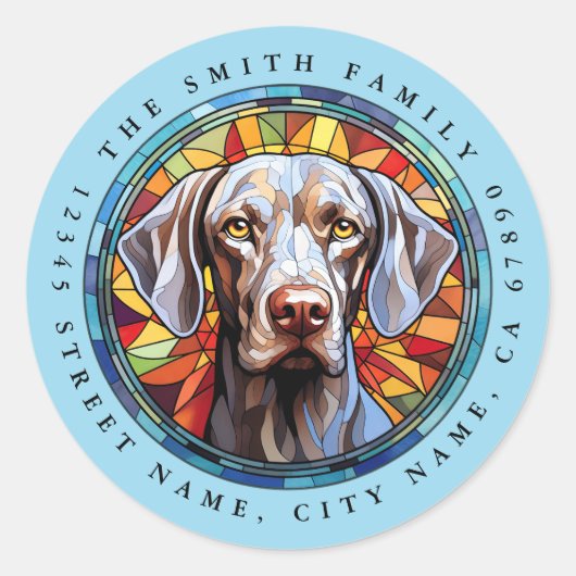 Weimaraner Ronde Stickers (Voorkant)